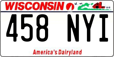 WI license plate 458NYI