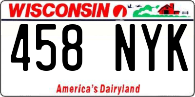 WI license plate 458NYK