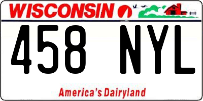 WI license plate 458NYL