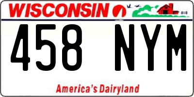 WI license plate 458NYM