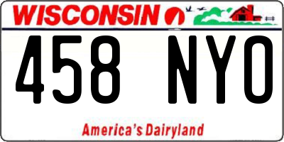 WI license plate 458NYO