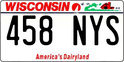 WI license plate 458NYS