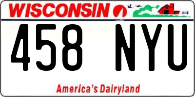 WI license plate 458NYU