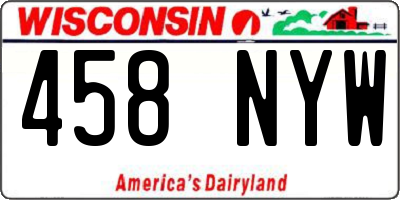 WI license plate 458NYW