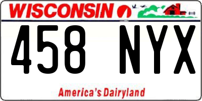 WI license plate 458NYX