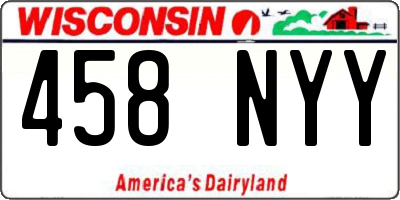 WI license plate 458NYY