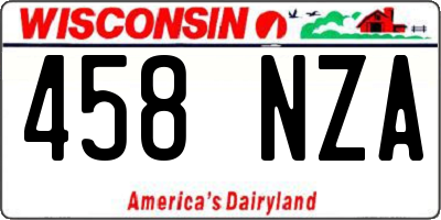 WI license plate 458NZA
