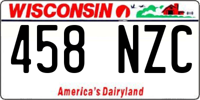 WI license plate 458NZC