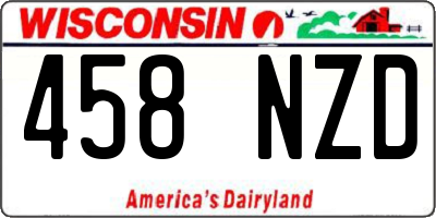 WI license plate 458NZD