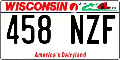 WI license plate 458NZF