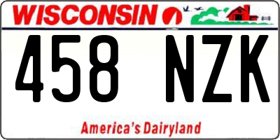 WI license plate 458NZK