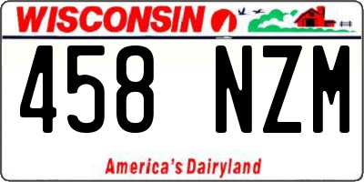 WI license plate 458NZM