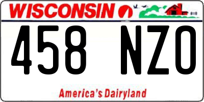 WI license plate 458NZO