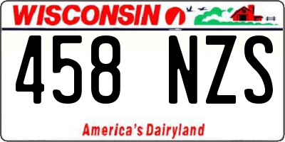 WI license plate 458NZS