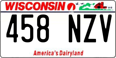 WI license plate 458NZV
