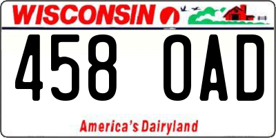 WI license plate 458OAD