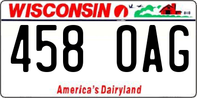 WI license plate 458OAG