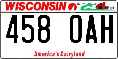 WI license plate 458OAH
