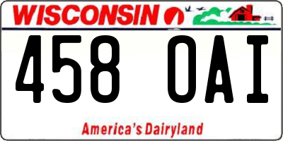 WI license plate 458OAI