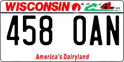 WI license plate 458OAN