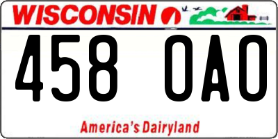 WI license plate 458OAO