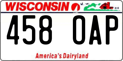 WI license plate 458OAP