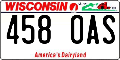 WI license plate 458OAS