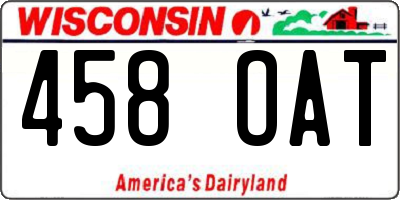 WI license plate 458OAT