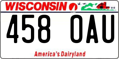 WI license plate 458OAU