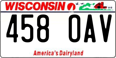 WI license plate 458OAV