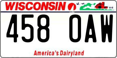 WI license plate 458OAW