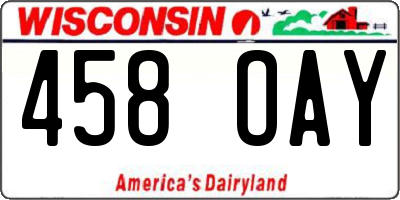 WI license plate 458OAY