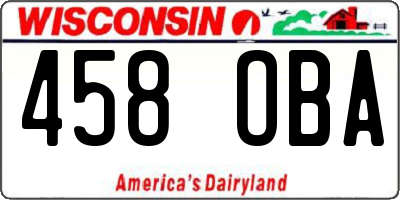 WI license plate 458OBA