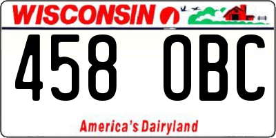 WI license plate 458OBC