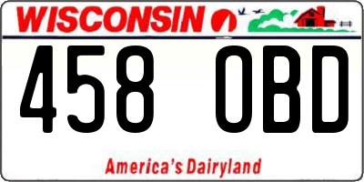 WI license plate 458OBD