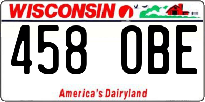 WI license plate 458OBE