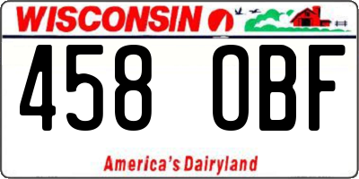 WI license plate 458OBF