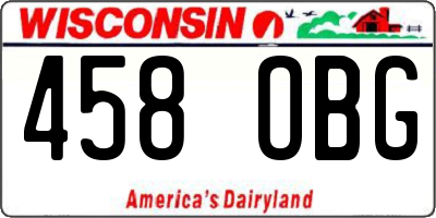 WI license plate 458OBG