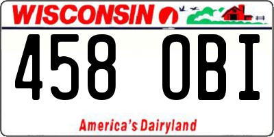 WI license plate 458OBI