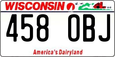 WI license plate 458OBJ
