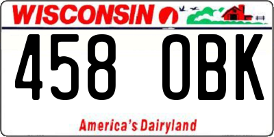 WI license plate 458OBK