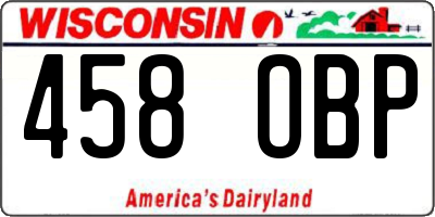 WI license plate 458OBP
