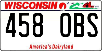 WI license plate 458OBS