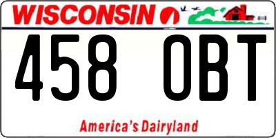 WI license plate 458OBT