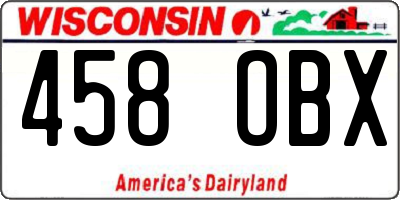 WI license plate 458OBX