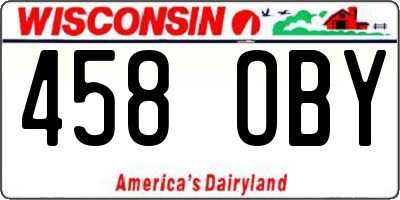 WI license plate 458OBY