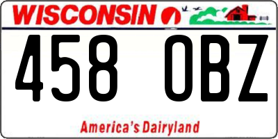 WI license plate 458OBZ