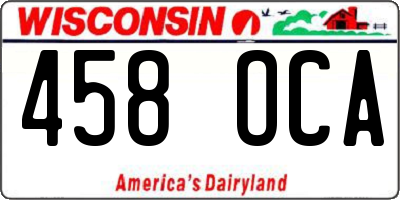 WI license plate 458OCA