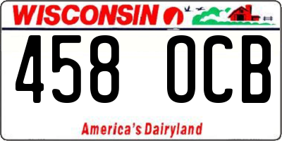 WI license plate 458OCB