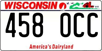 WI license plate 458OCC